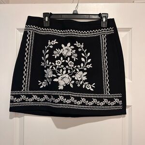 Francesca’s Black and White Embroidered Women's Skirt